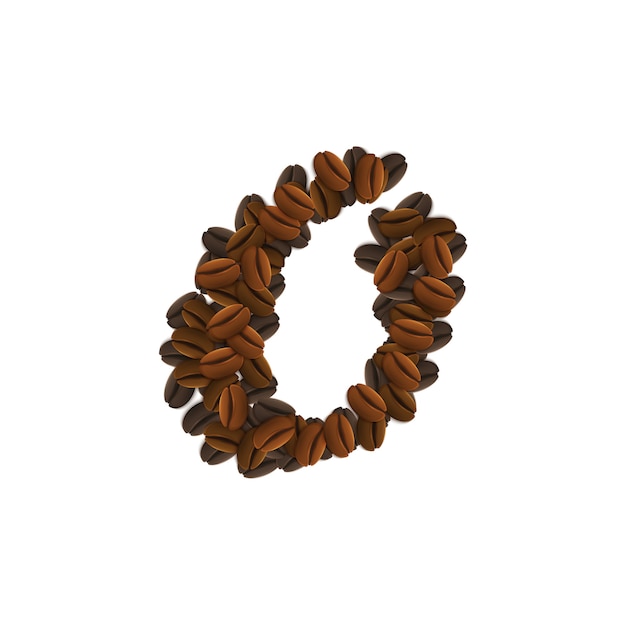 Letter o of coffee grains