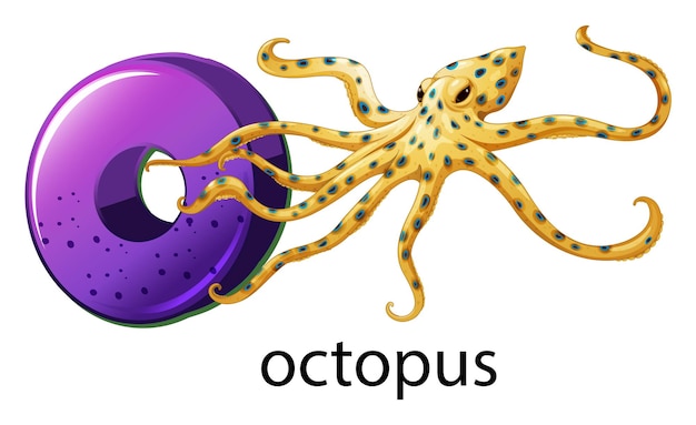 Free vector a letter o for octopus