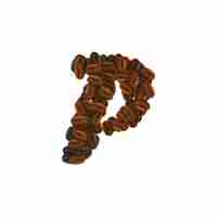 Free vector letter p of coffee grains