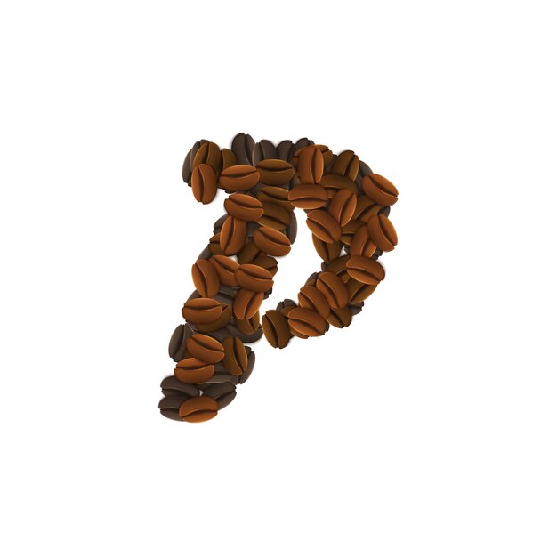 Letter P of coffee grains