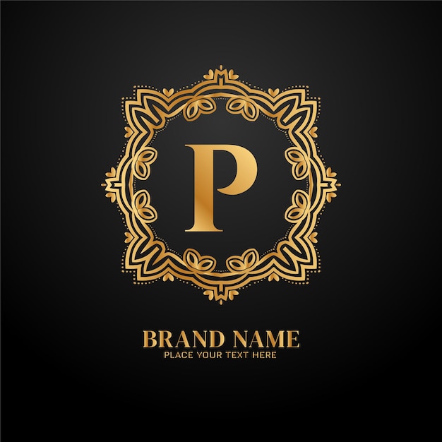 Letter P golden luxury brand logo c