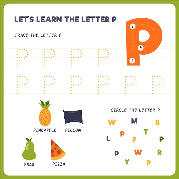 Letter p worksheet for kids