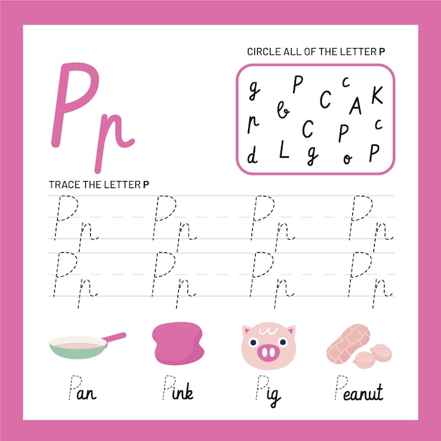 Free vector letter p worksheet template