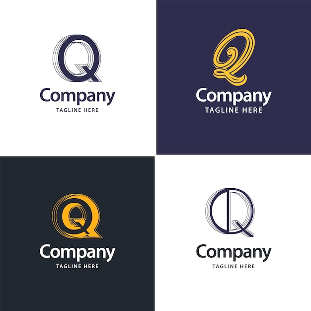 무료 벡터 letter q 빅 로고 팩 디자인 귀하의 비즈니스 벡터 브랜드 이름 그림을 위한 크리에이티브 모던 로고 디자인
