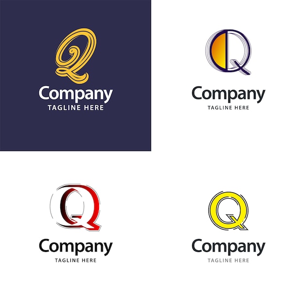 Letter q big logo pack design creative modern logos design for your business vector brand name illustration