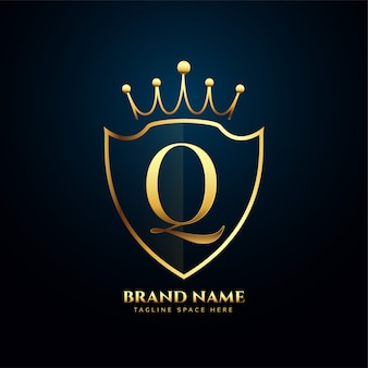 Letter q crown tiara logo golden