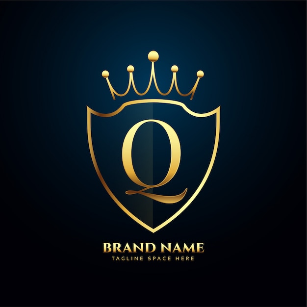 Буква Q корона тиара логотип золотой