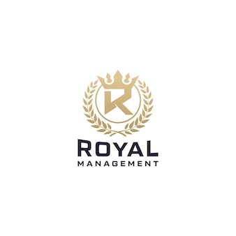 Буква r и дизайн логотипа золотой королевской короны