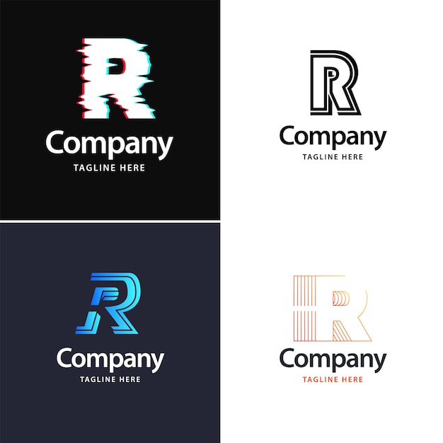 Бесплатное векторное изображение letter r big logo pack design creative современный дизайн логотипов для вашего бизнеса