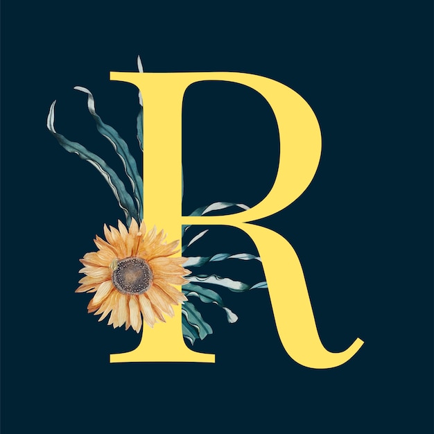 Letter r with blossoms