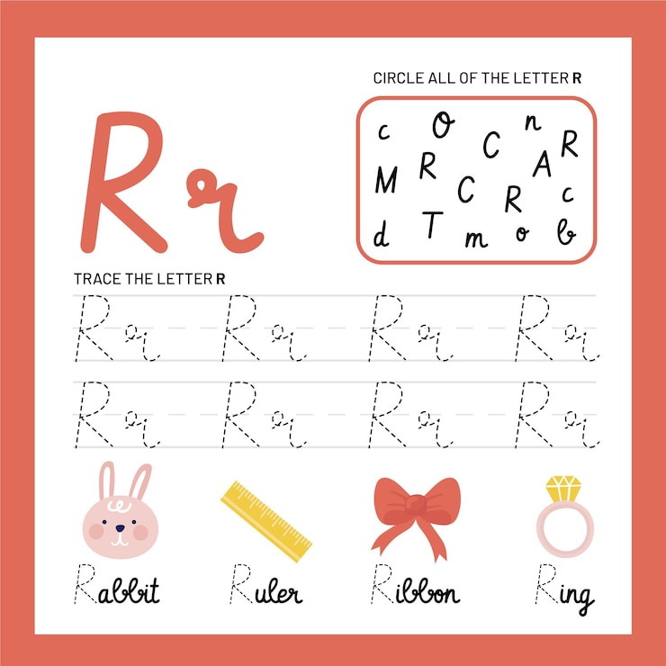 Free Vector letter r worksheet template