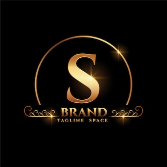 Letter s brand logo concept in golden style