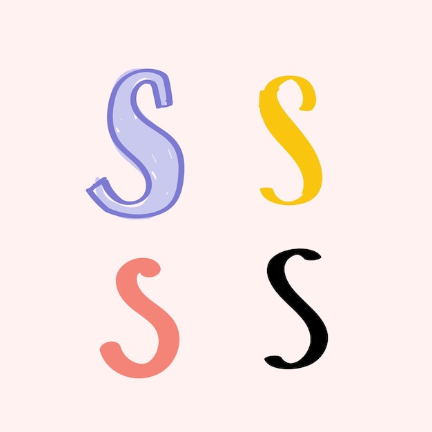 Free vector letter s hand drawn doodle typography set vector