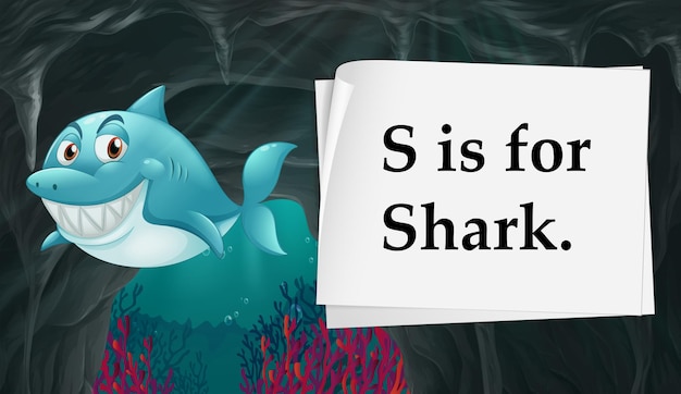 Free vector letter s is for shark