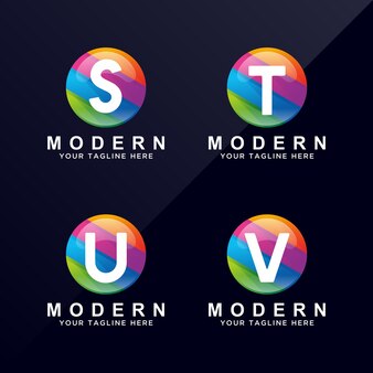 Letter s, t, u, v modern colorful logo.