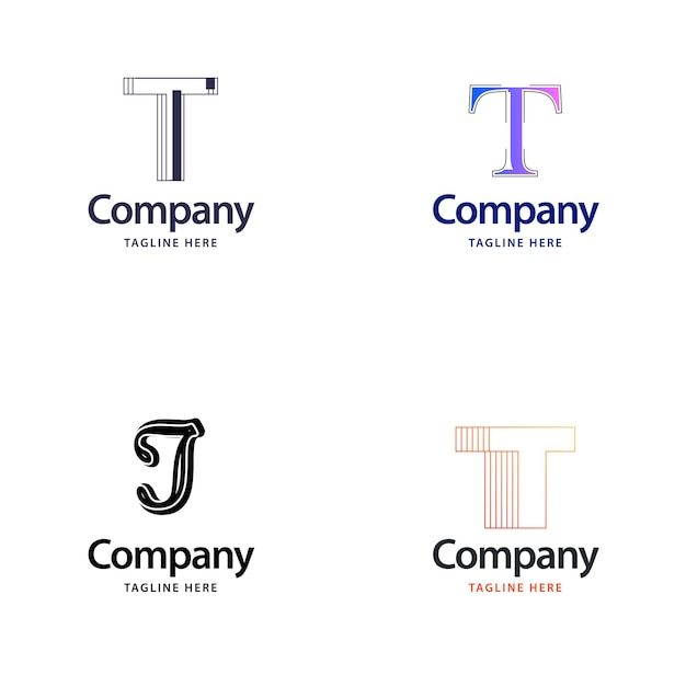 Letter T Big Logo Pack Design Creative Modern logos design for your business Vector Brand name illustration