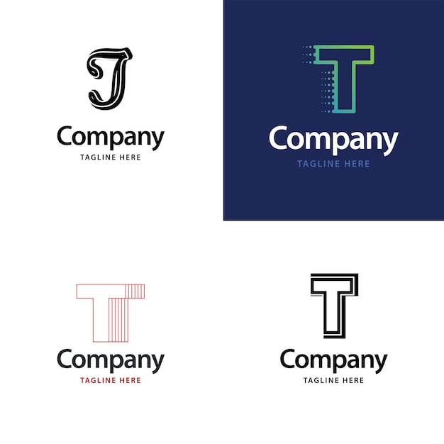 Letter T Big Logo Pack Design あなたのビジネスのための創造的なモダンなロゴデザイン