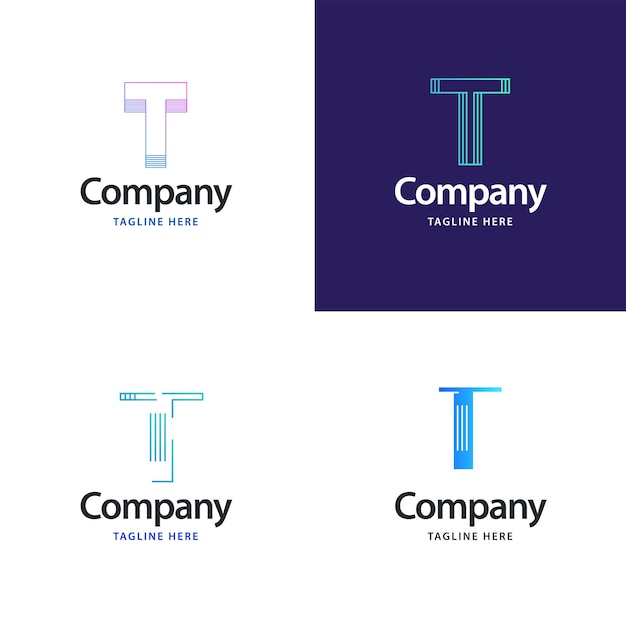 Free vector letter t big logo pack design creative modern logos design for your business