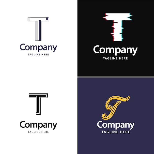 Free vector letter t big logo pack