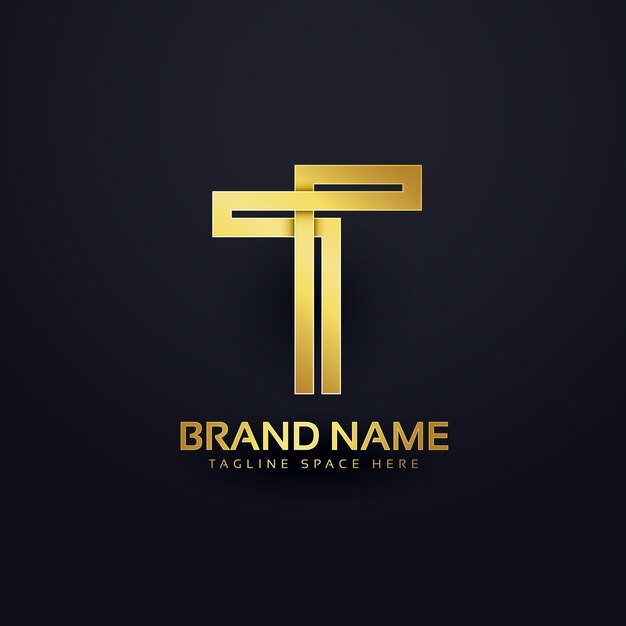 Letter t logo concept design in premium golden