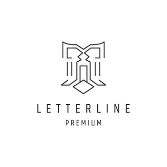 Буква t логотип линейный стиль значок на белом фоне