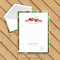 Free vector letter template and envelope with christmas details