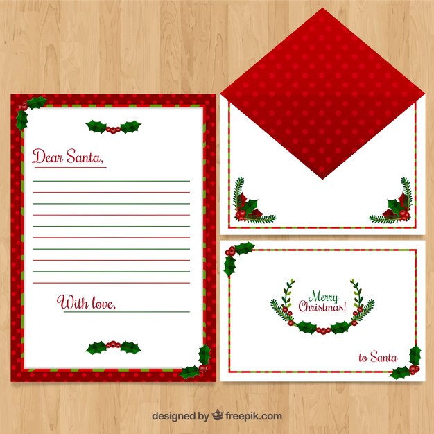 Письменный шаблон с типичными рождественскими украшениями