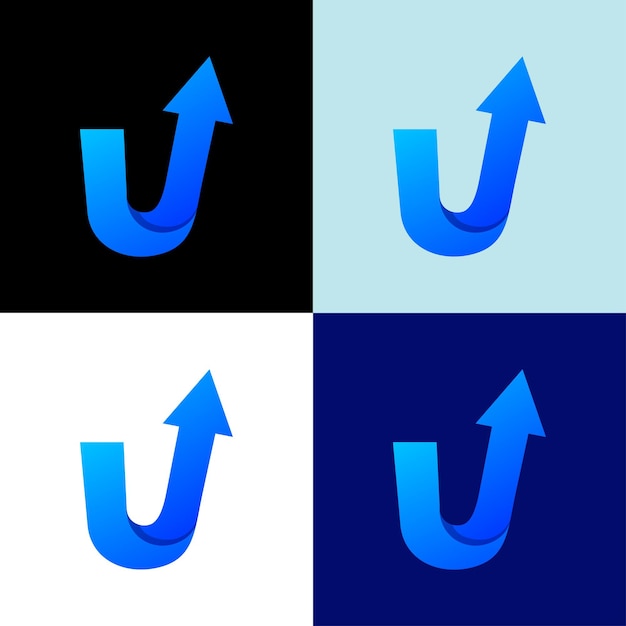 letter u arrows creative logo design