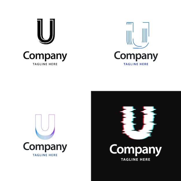 Vettore gratuito lettera u big logo pack design design moderno e creativo dei loghi per la tua azienda illustrazione del nome del marchio vettoriale