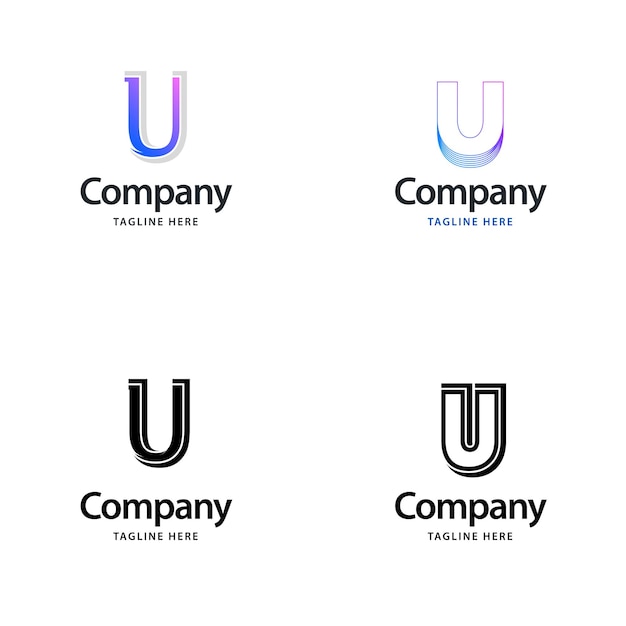 Vettore gratuito lettera u big logo pack design creativo design moderno dei loghi per il tuo business