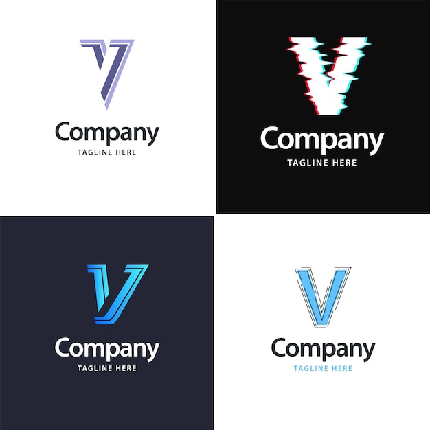 Vettore gratuito lettera v big logo pack design design moderno e creativo dei loghi per la tua azienda illustrazione del nome del marchio vettoriale