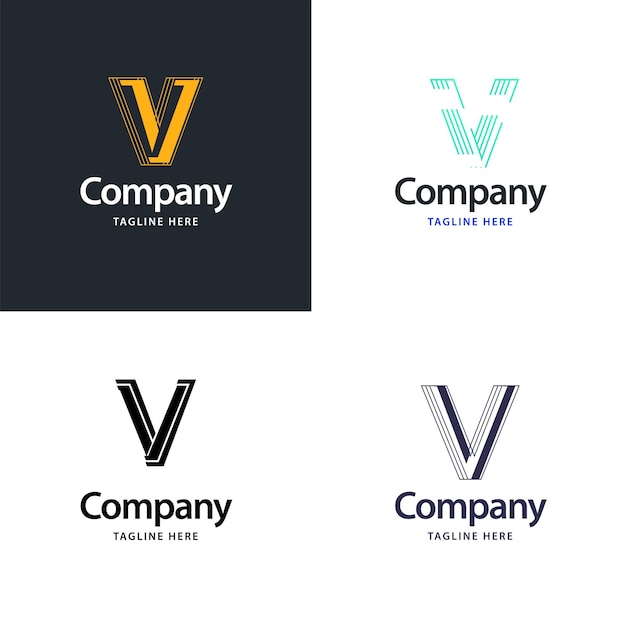 Free vector letter v big logo pack design creative modern logos design for your business