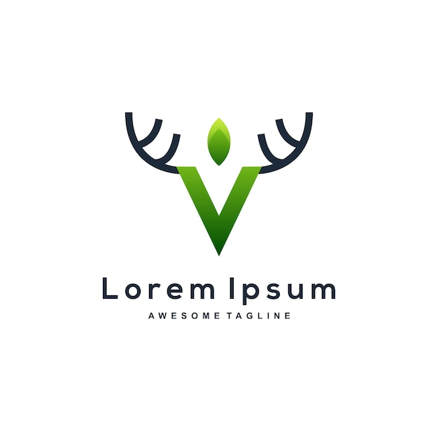 Vettore gratuito lettera v modello di design logo colorato cervo moderno