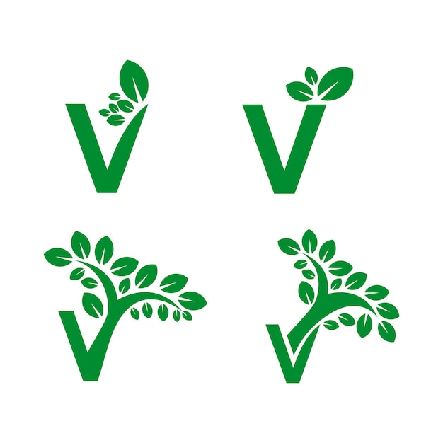 Free vector letter v leaf icon logo design