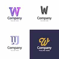 Бесплатное векторное изображение Буква w большой дизайн логотипа креативный современный дизайн логотипов для вашего бизнеса векторная иллюстрация фирменного наименования
