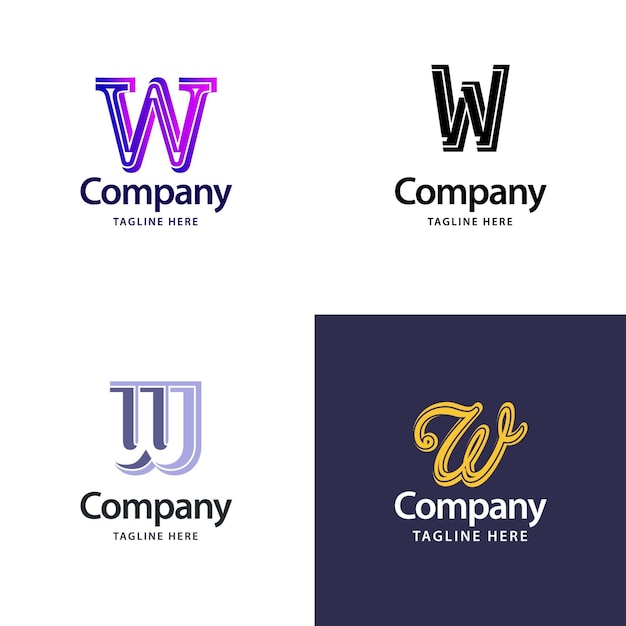 Vettore gratuito lettera w big logo pack design design moderno e creativo dei loghi per il tuo business illustrazione del nome del marchio vettoriale