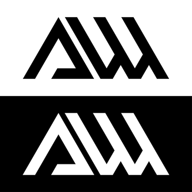文字 aw ロゴ デザインのベクトル