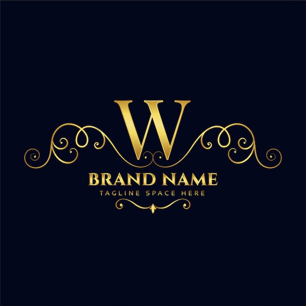 Letter W royal vintage golden luxury logo concept