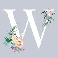 Free vector letter w with blossoms