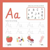 Free vector letter a worksheet template