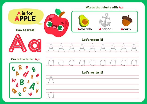 Letter a worksheet template