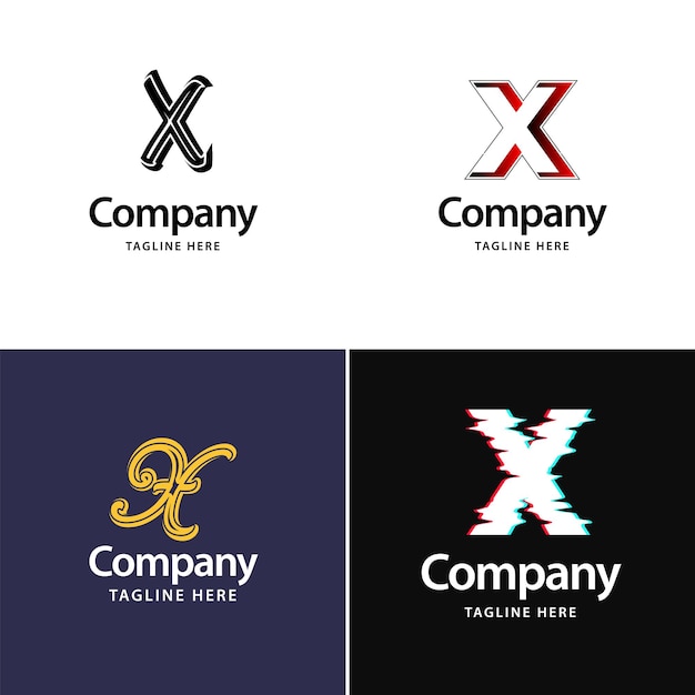 Vettore gratuito lettera x big logo pack design design moderno e creativo dei loghi per il tuo business illustrazione del nome del marchio vettoriale