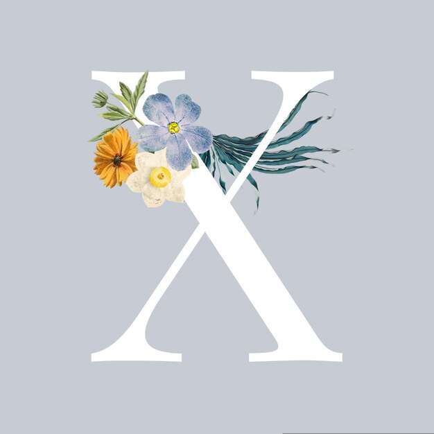 Letter X with blossoms