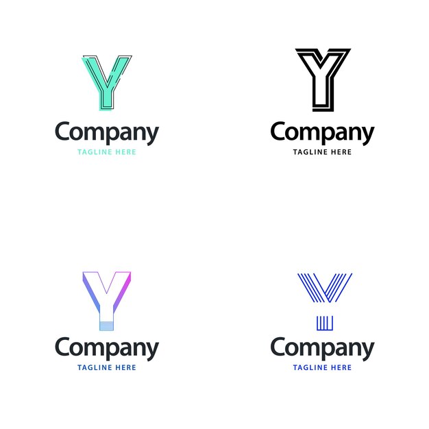 편지 Y 빅 로고 팩 디자인 귀하의 비즈니스를 위한 크리에이티브 모던 로고 디자인
