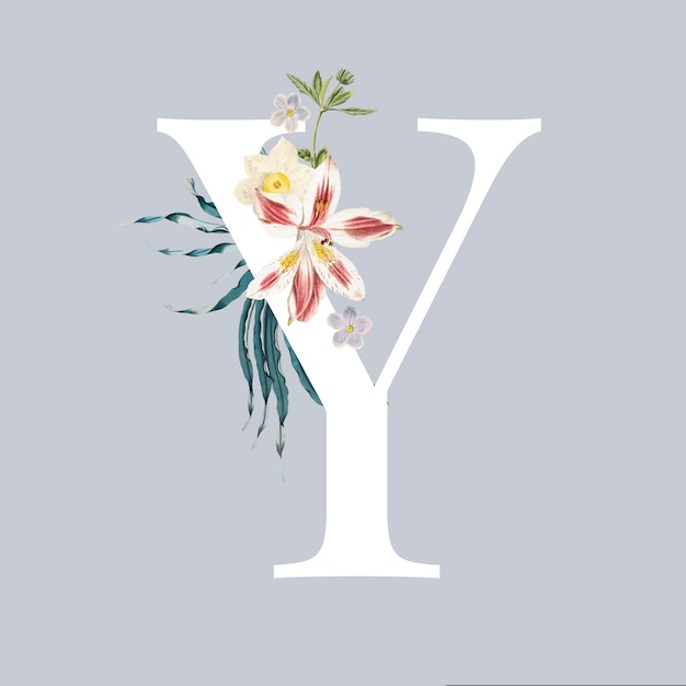 Free vector letter y with blossoms