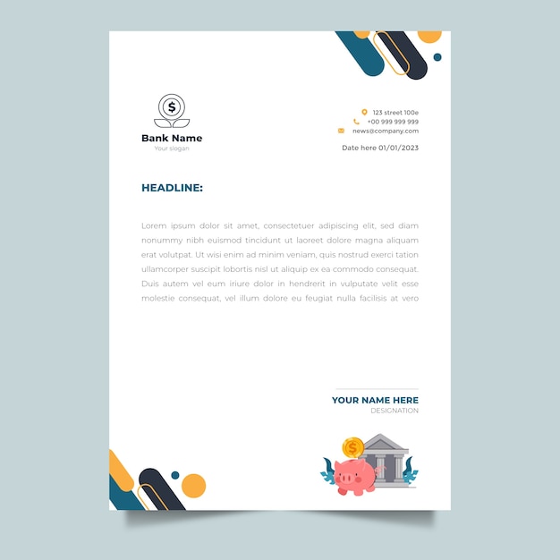 Letterhead template for bank and finance