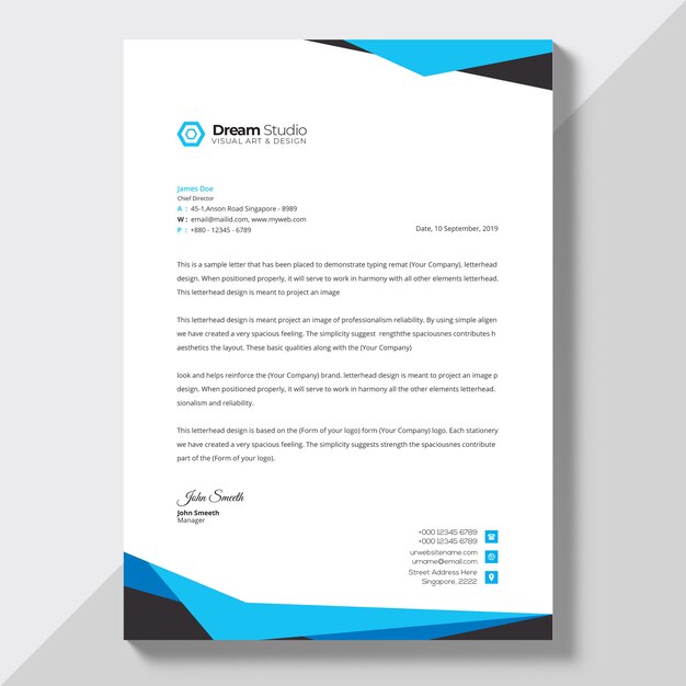 Letterhead template in flat style