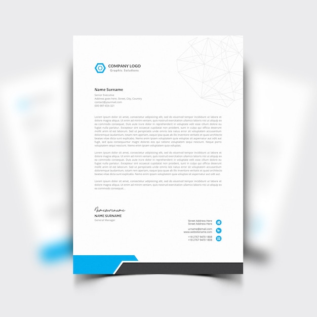Letterhead template with Blue details