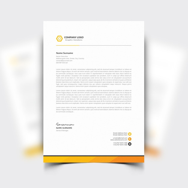 Letterhead template with orange details