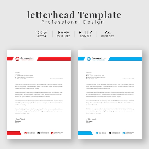 Letterhead Template with various colors